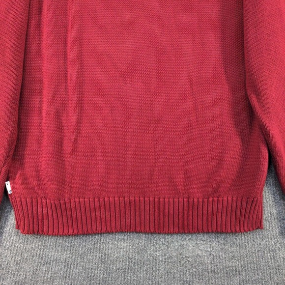 Phys. Sci. Men's Cable Knit Pullover Sweater Red XL Mock Neck Cotton - Picture 7 of 11